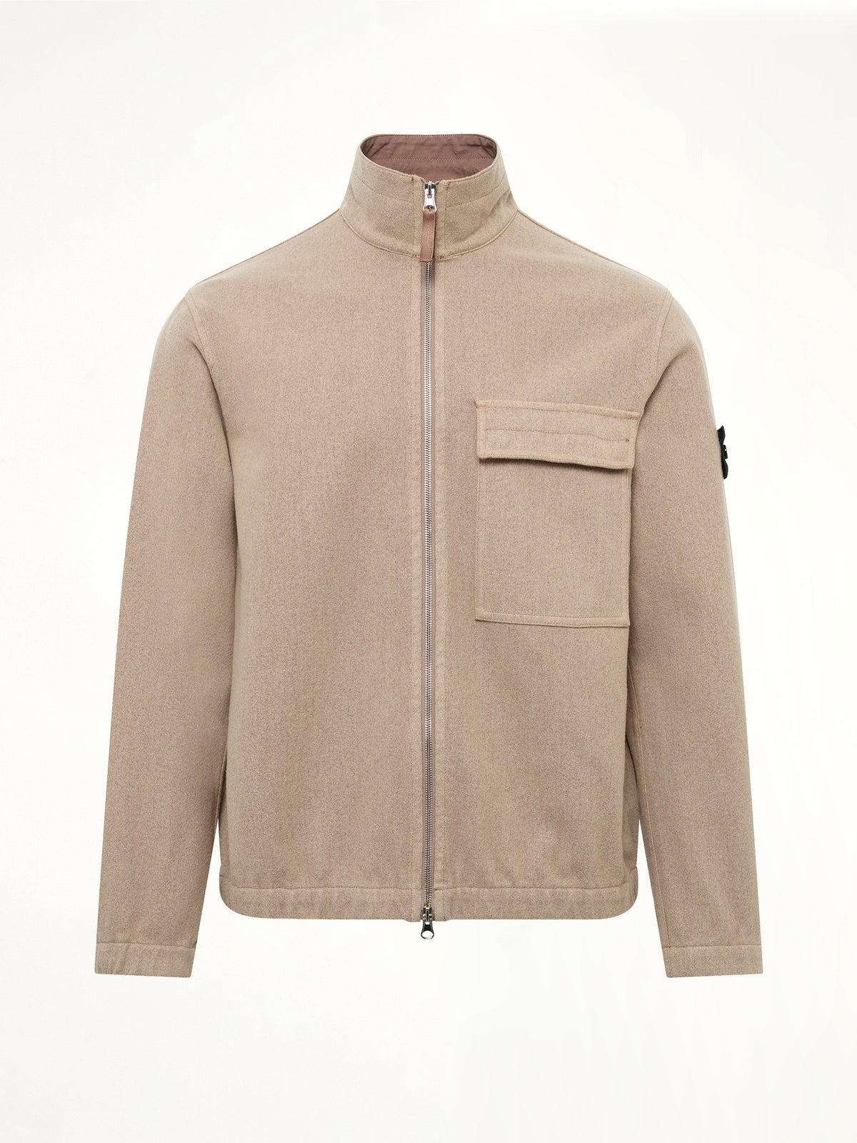 1200033 Nylon Zip-Up Shirt in Biscuit