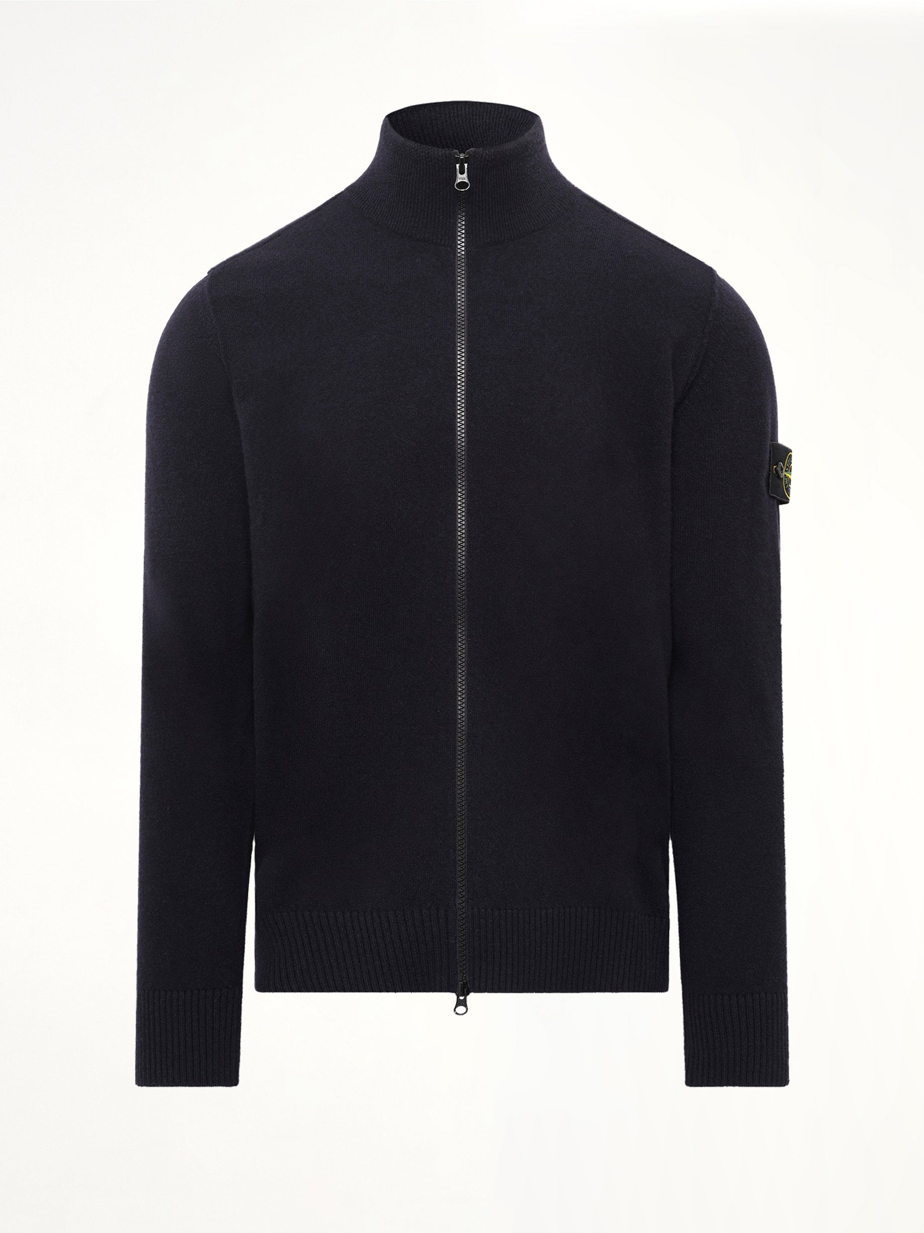 5100023 Light RWS Geelong Wool Zip-Up Cardigan in Navy Blue
