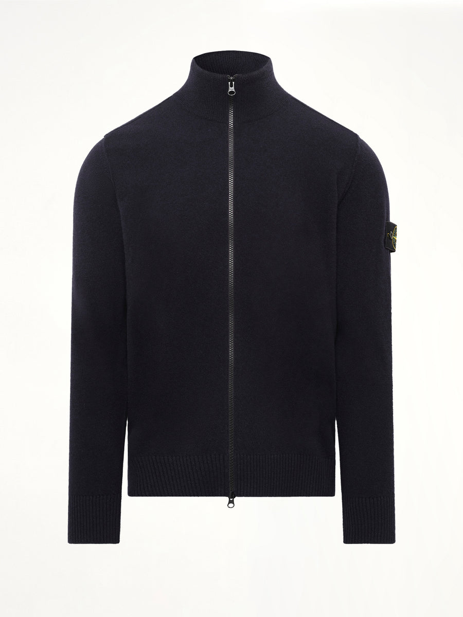 5100023 Light RWS Geelong Wool Zip-Up Cardigan in Navy Blue
