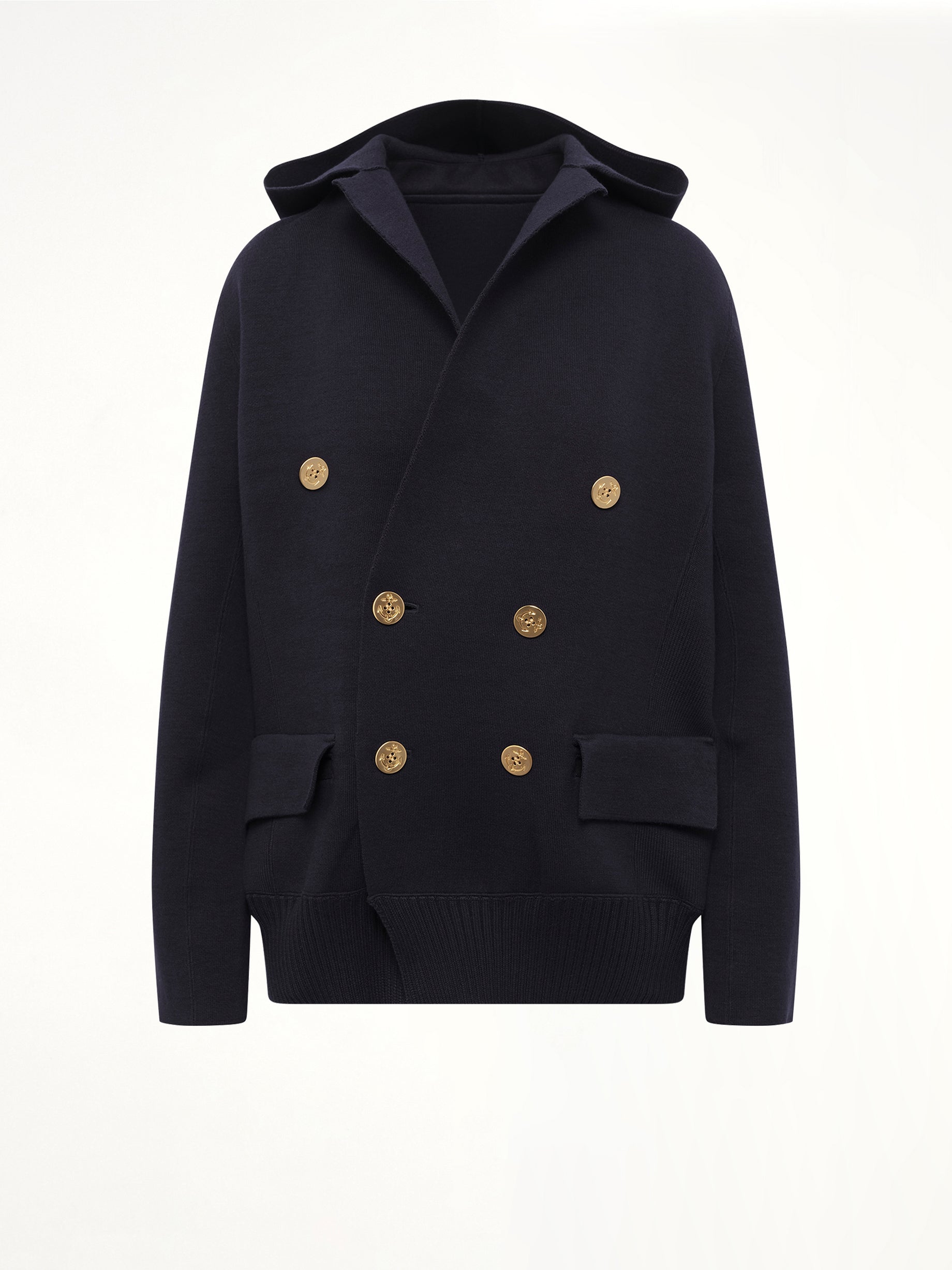 Cotton Cashmere Knit Jacket in Navy