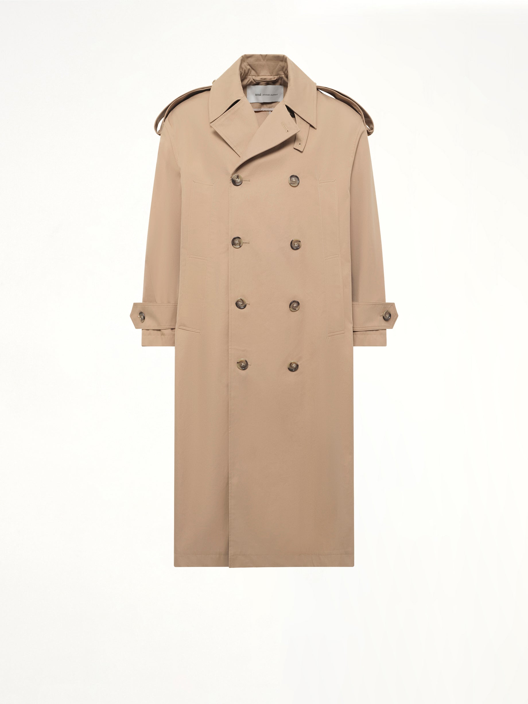 Cotton Gabardine Trench Coat in Beige