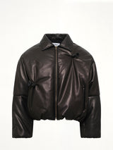Inflated Balloon Leather Jacket in Black