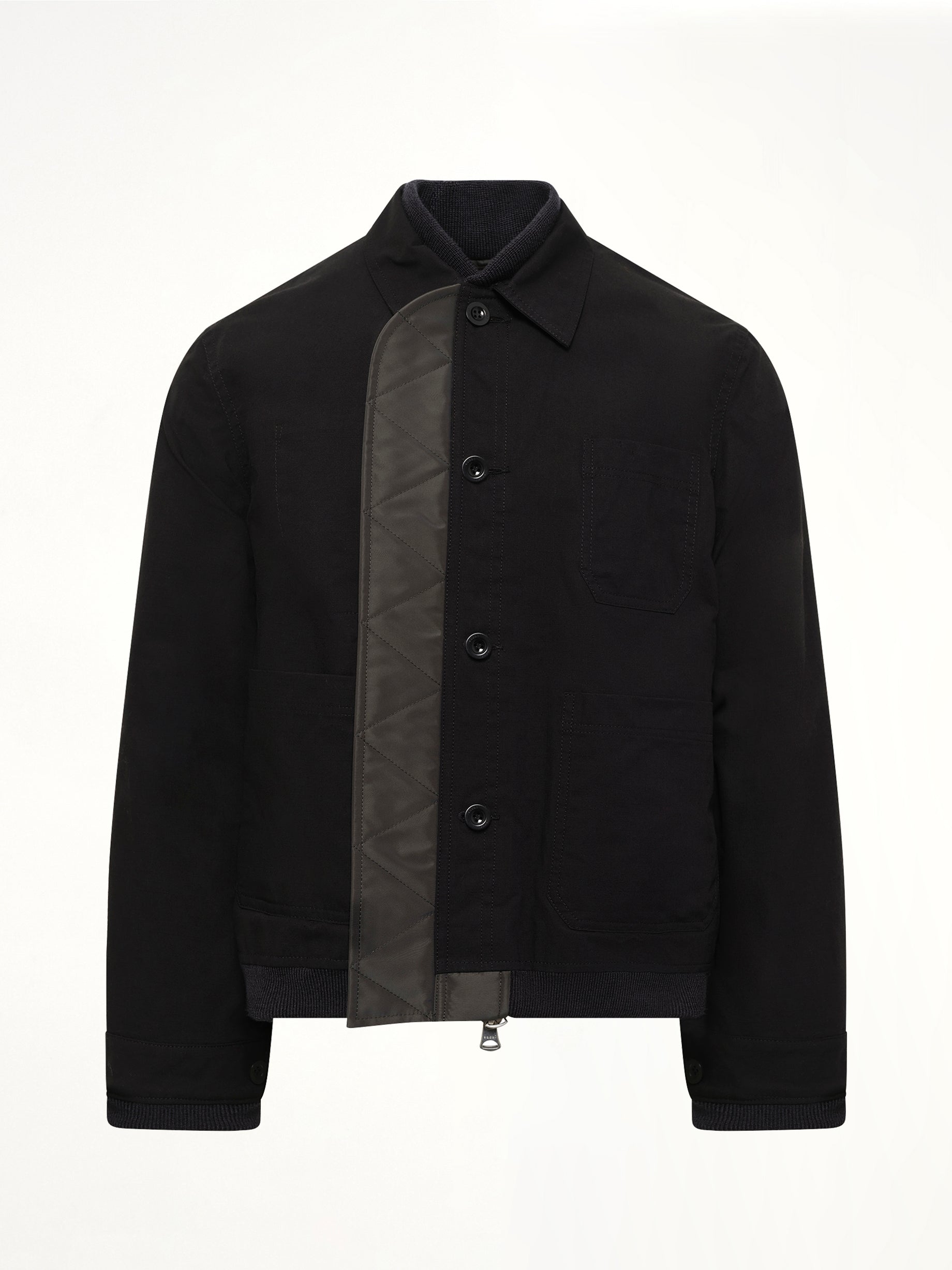 Nylon Twill x Rip Stop Reversible Blouson in Black/Dark Khaki