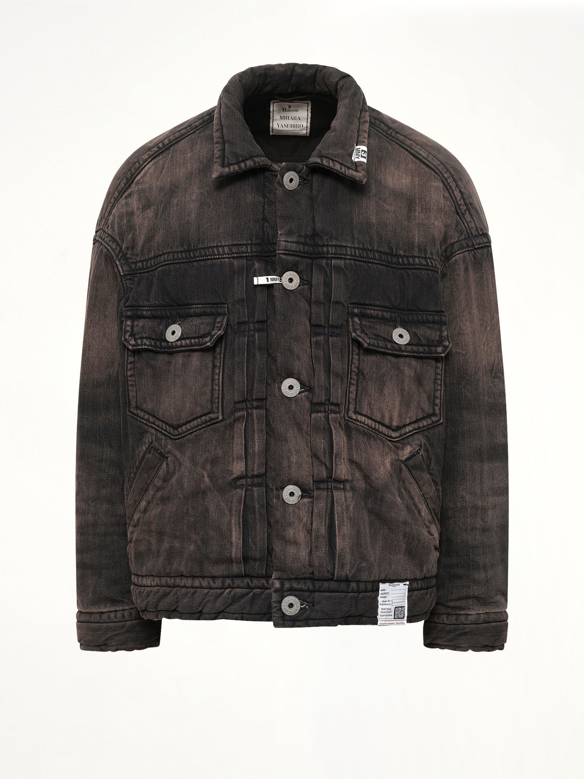 Puffer Denim Jacket in Black