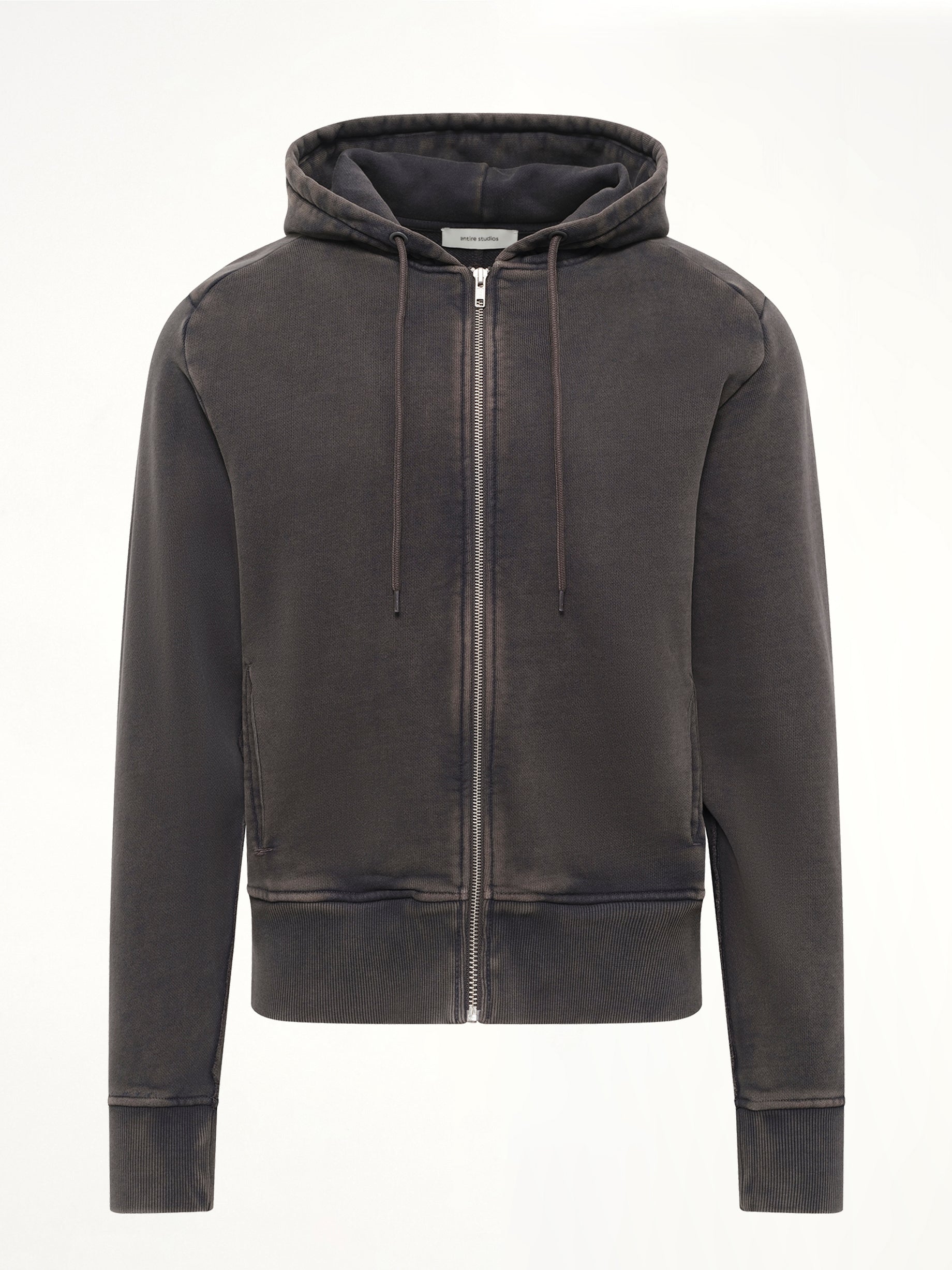 Slim Zip Up in Washed Black