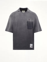 Sun Faded Collared T-Shirt in Black