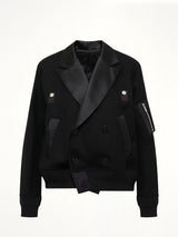 Wool Flannel x Nylon Twill Jacket in Black