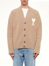 Ami De Coeur V Neck Cardigan in Beige