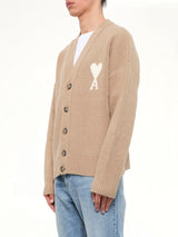 Ami De Coeur V Neck Cardigan in Beige