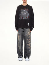 Cat Printed Sweatshirt in Black