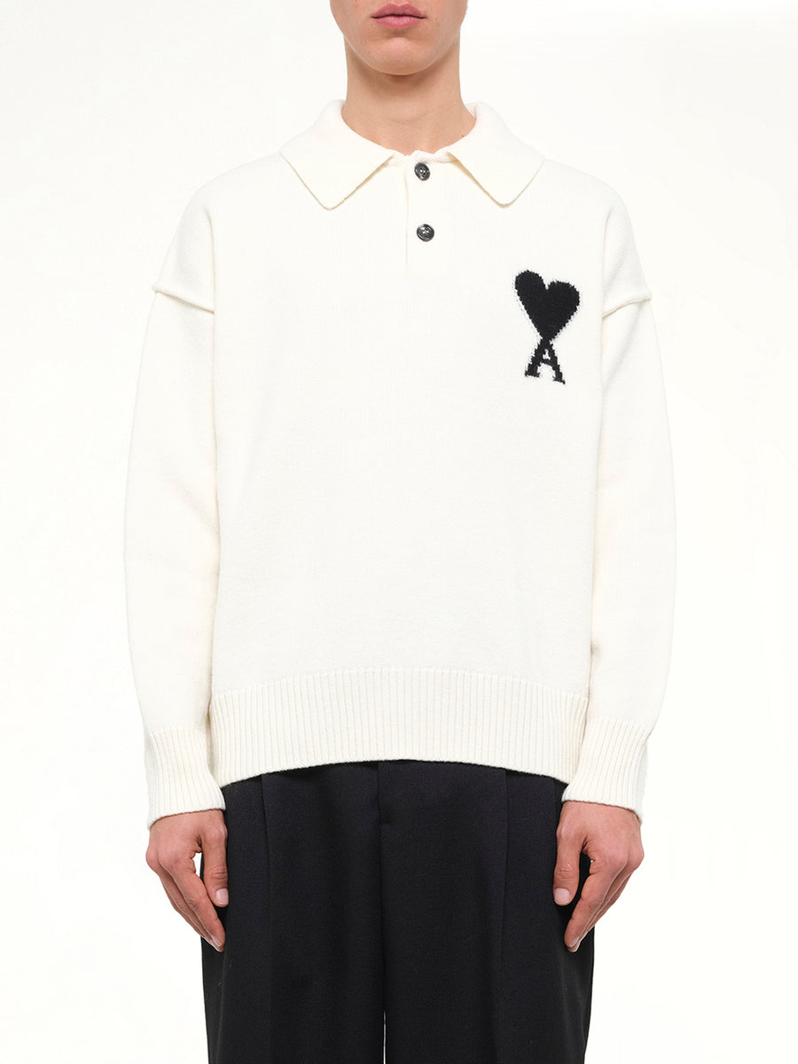 Ami De Coeur Polo Sweater in Off White