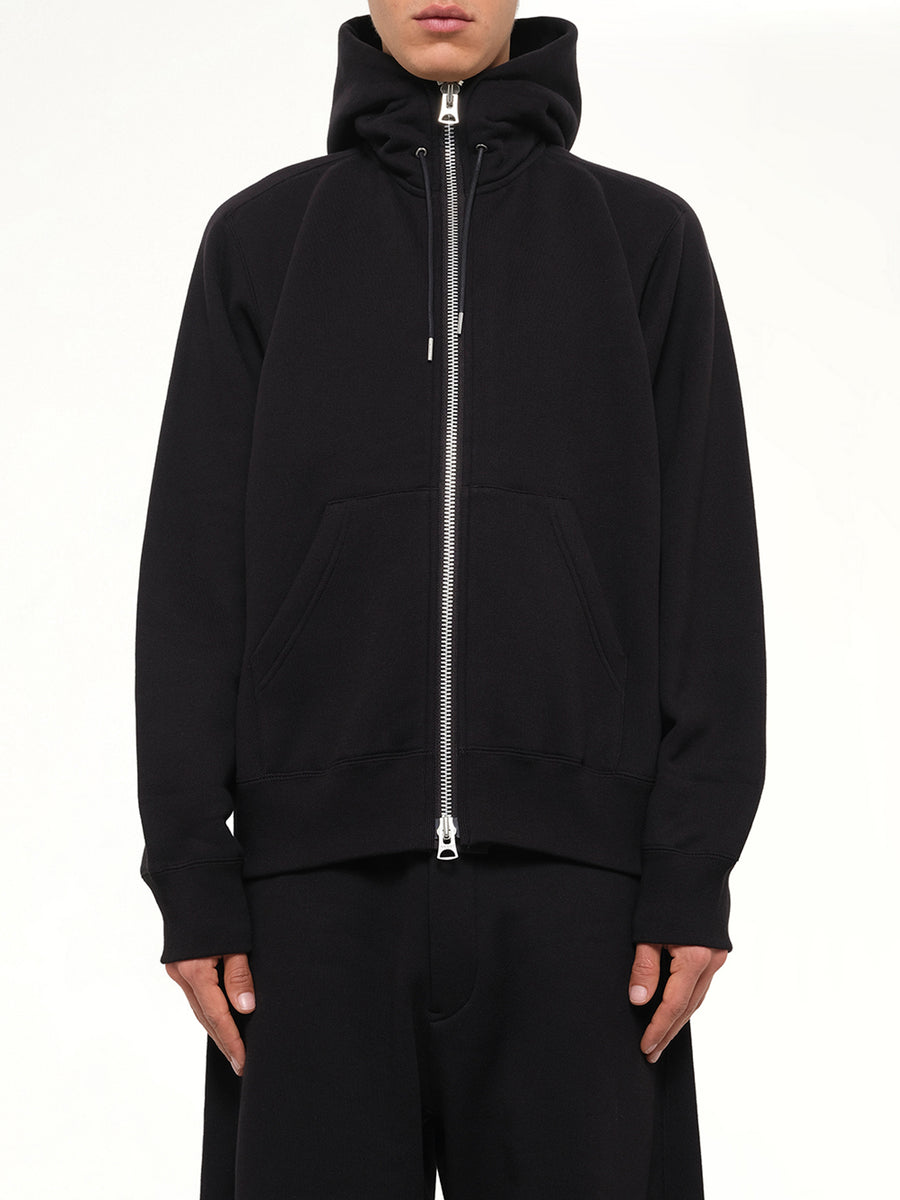 Cotton Jersey Hoodie in Black