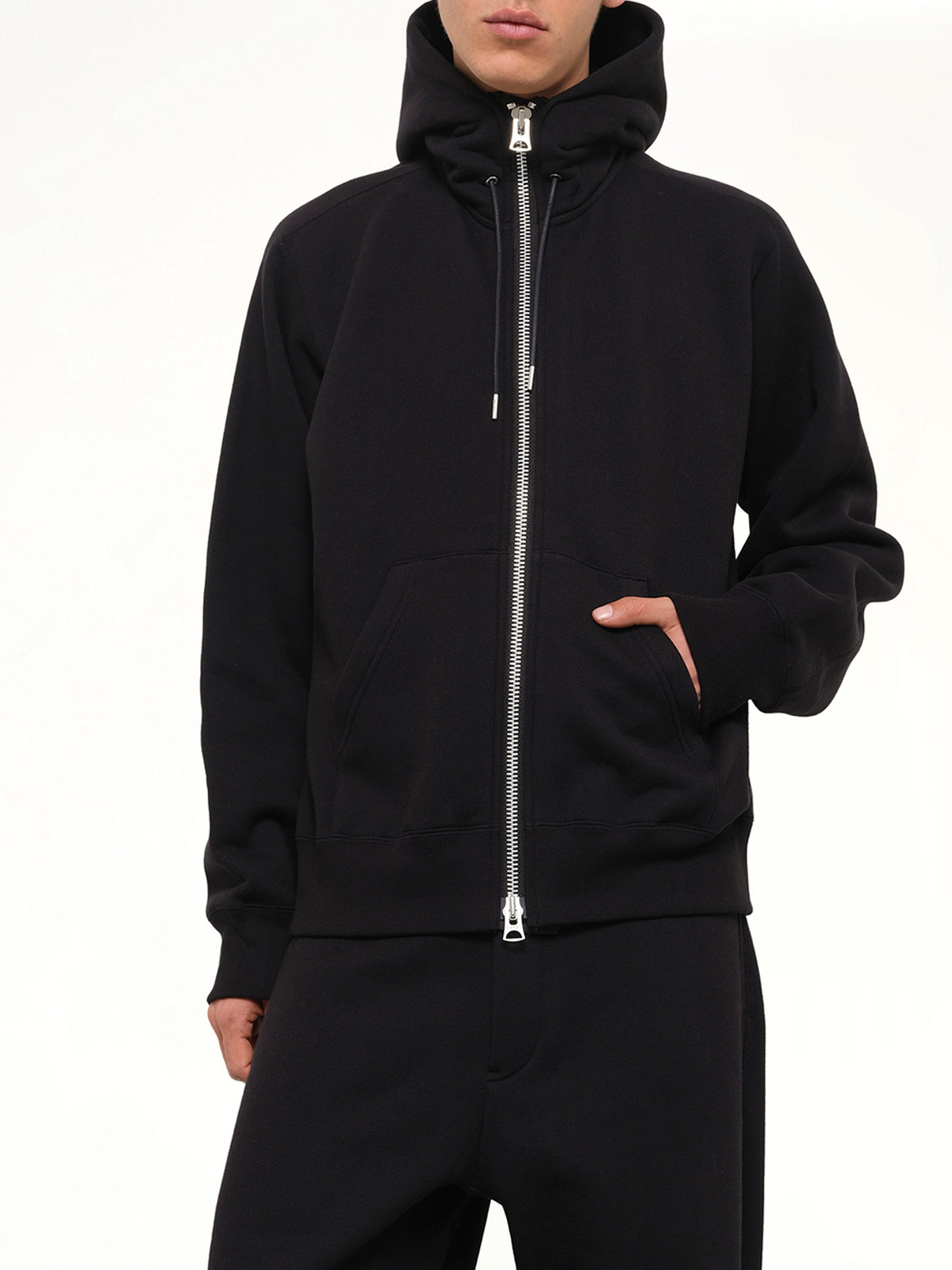 Cotton Jersey Hoodie in Black