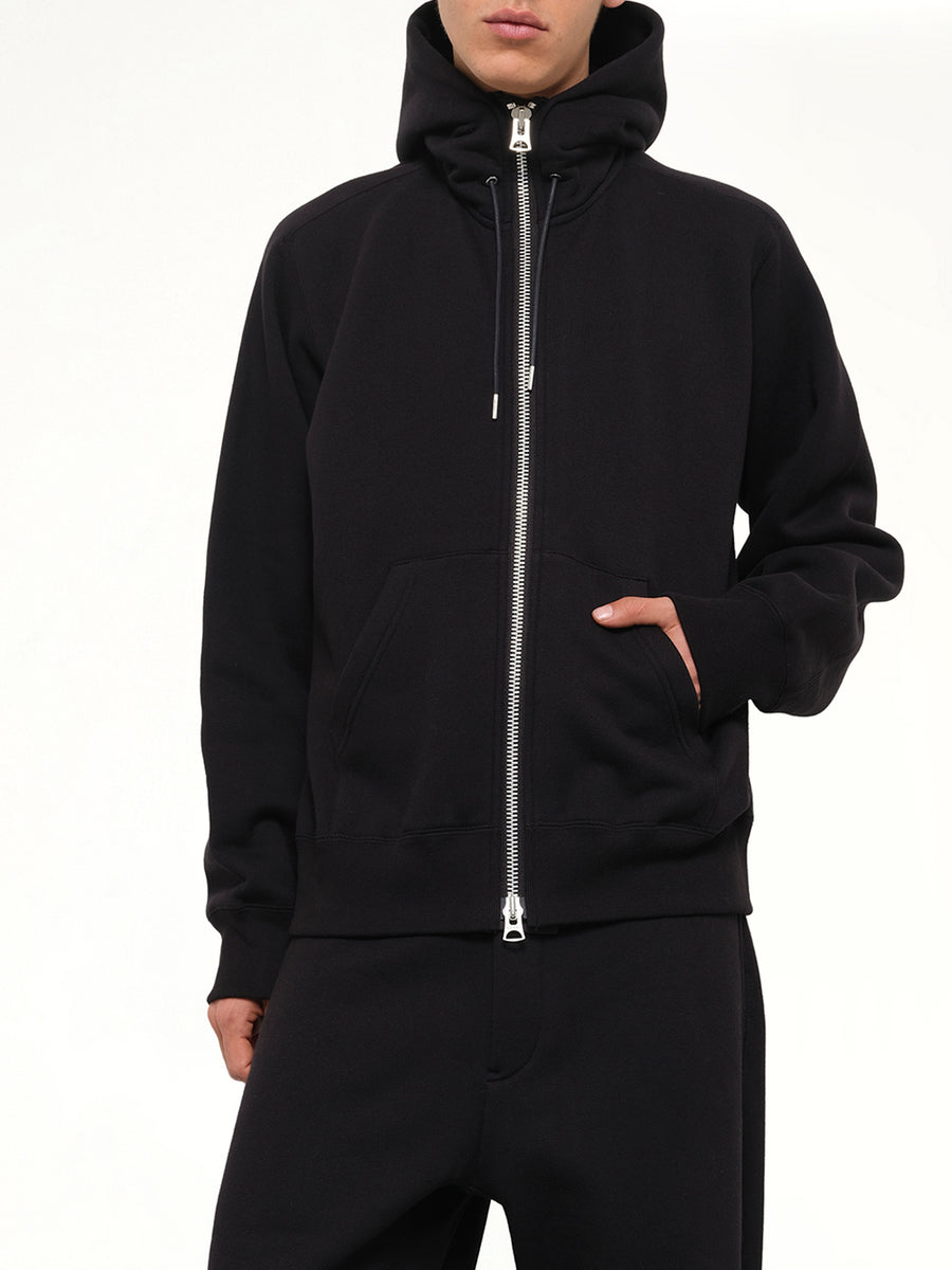 Cotton Jersey Hoodie in Black