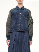 Denim Blouson in Blue/Dark Khaki