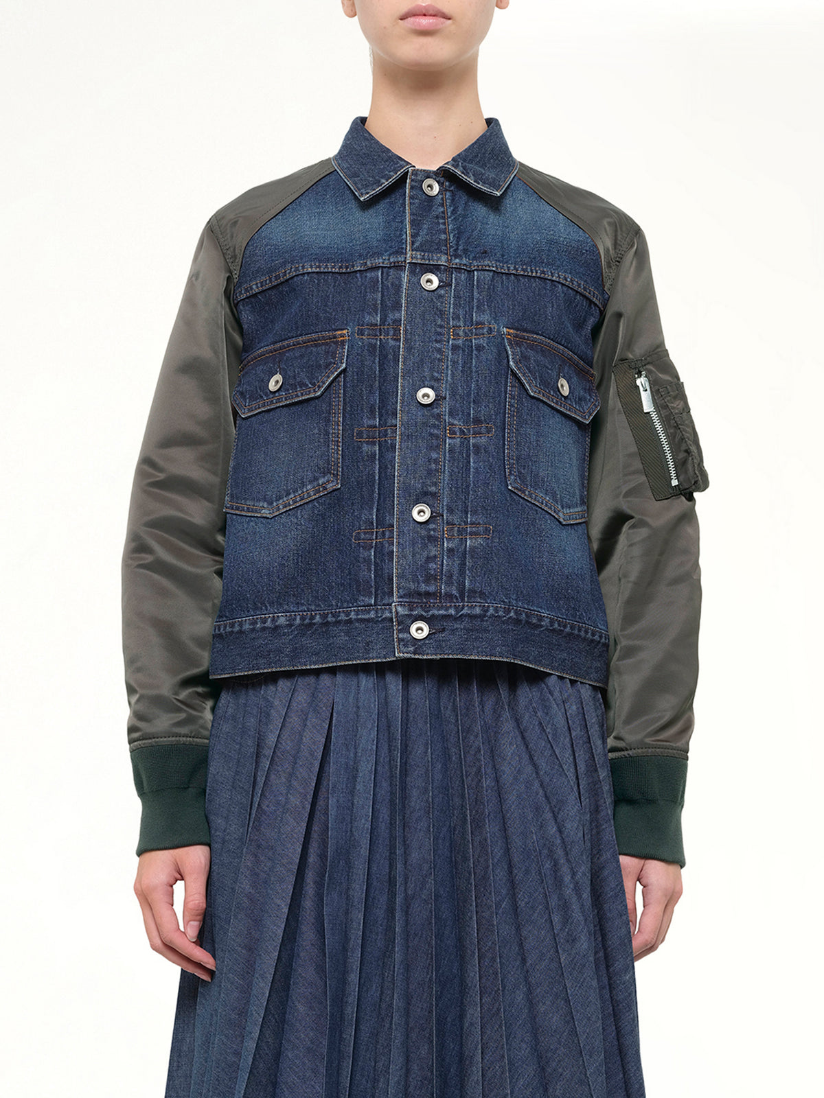 Denim Blouson in Blue/Dark Khaki