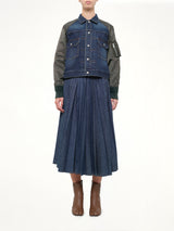 Denim Blouson in Blue/Dark Khaki