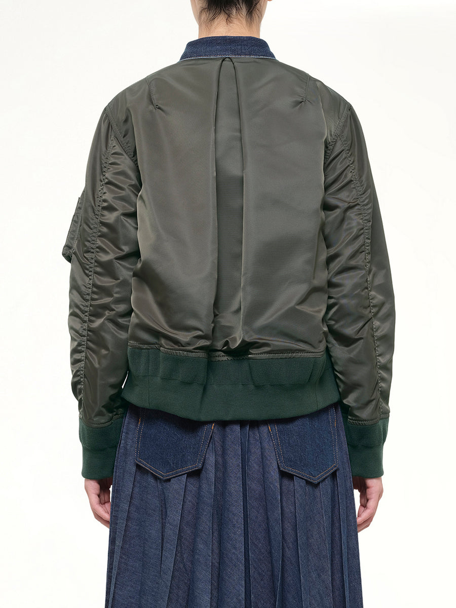 Denim Blouson in Blue/Dark Khaki