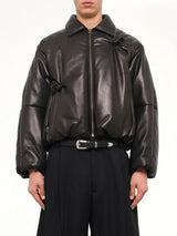 Inflated Balloon Leather Jacket in Black