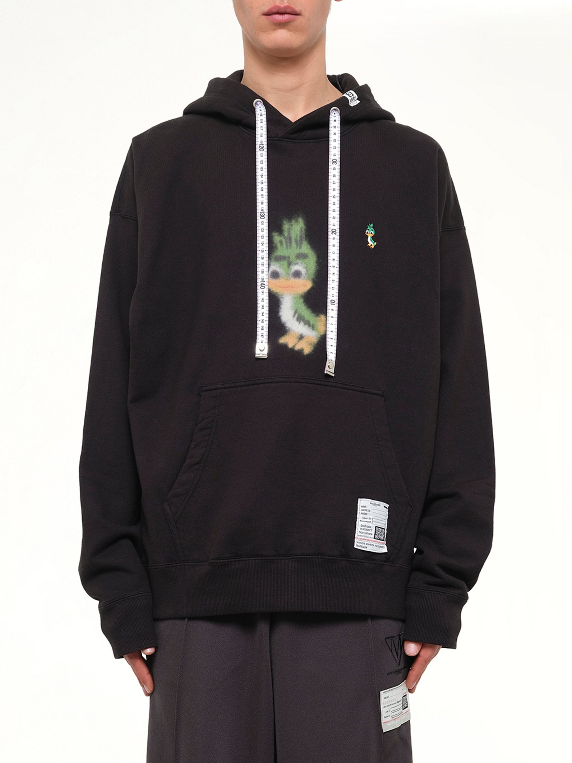 Leon Printed Sweat Hoodie in Black