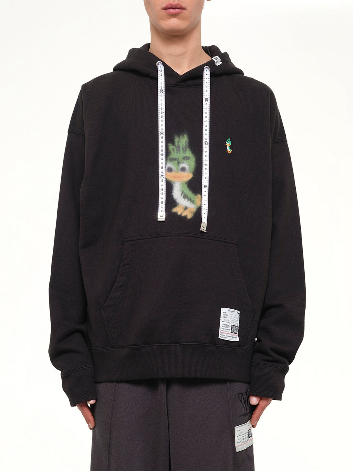Leon Printed Sweat Hoodie in Black