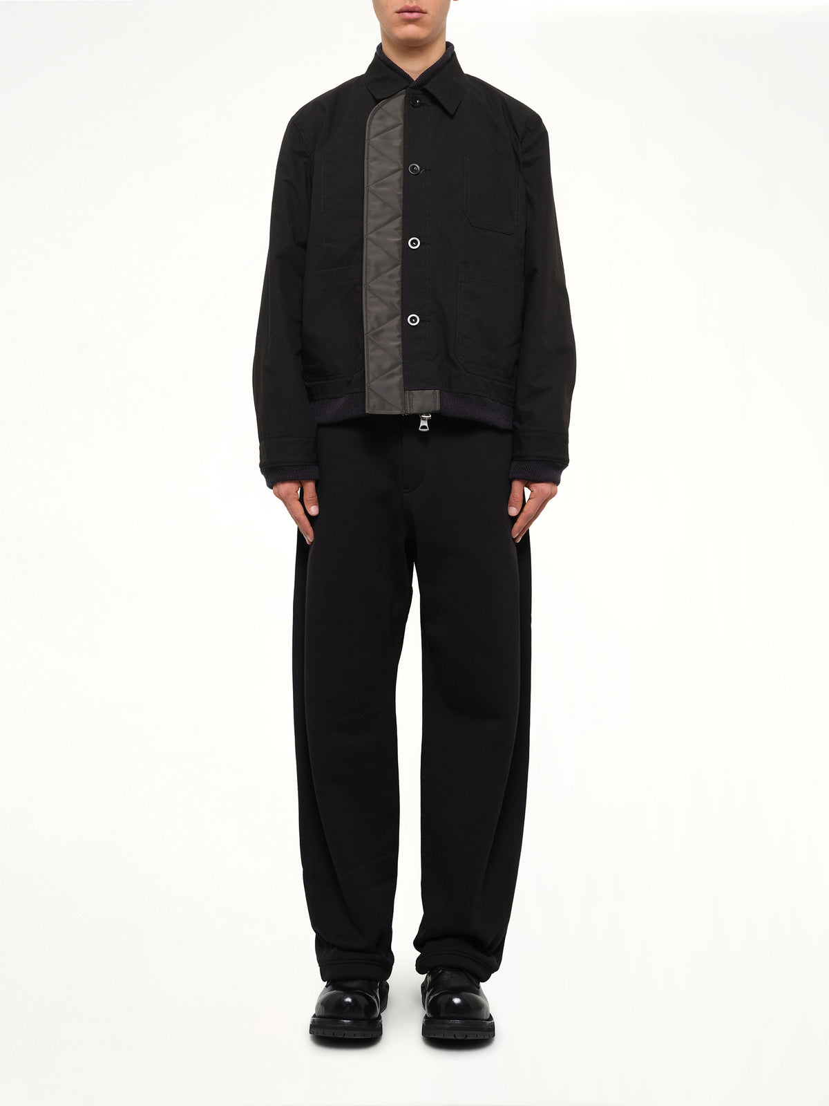 Nylon Twill x Rip Stop Reversible Blouson in Black/Dark Khaki