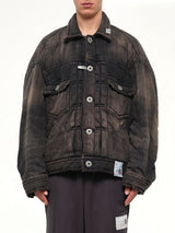 Puffer Denim Jacket in Black