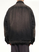 Puffer Denim Jacket in Black