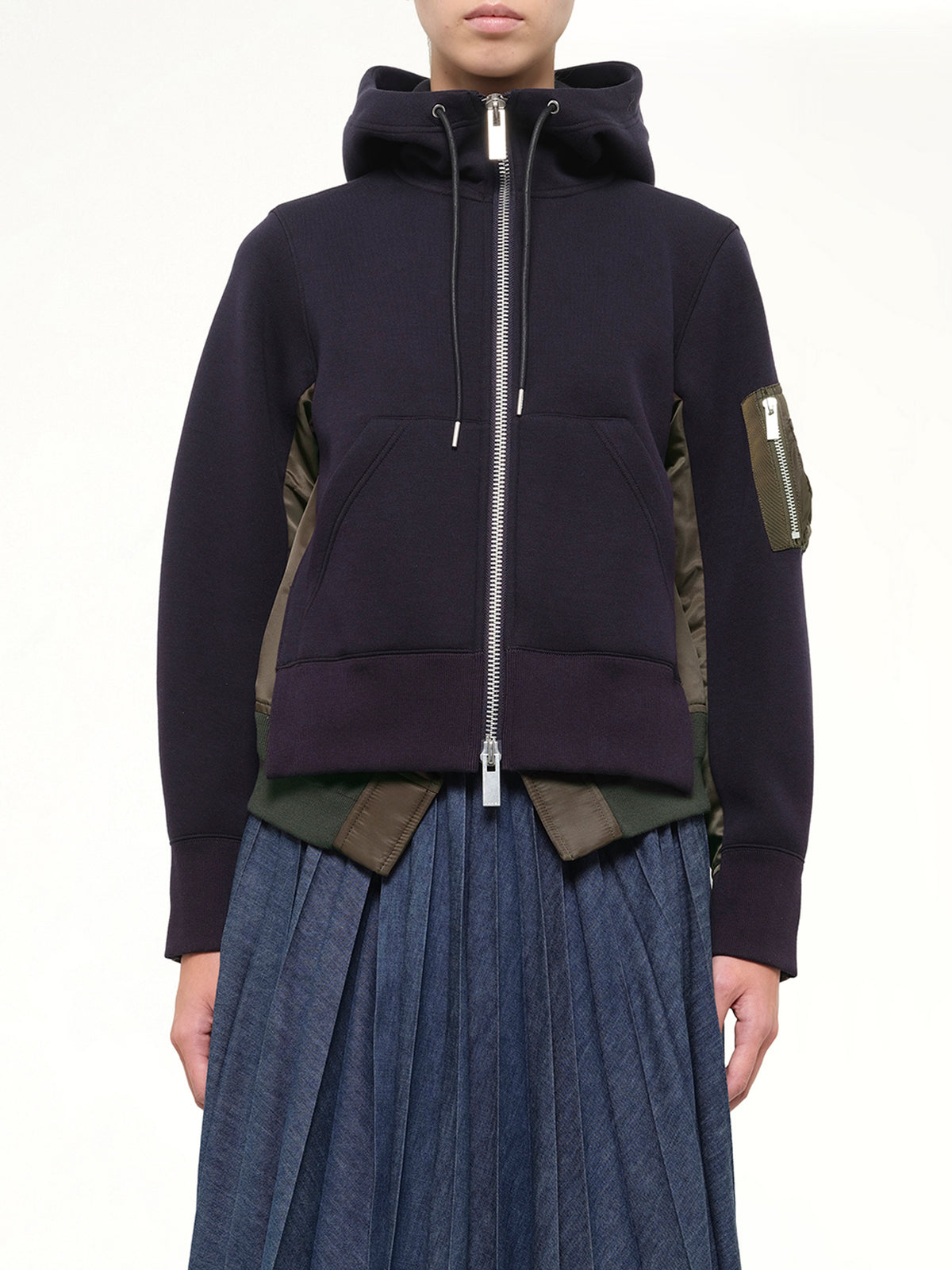 Runway Sponge Sweat Hoodie in Navy/Dark Khaki