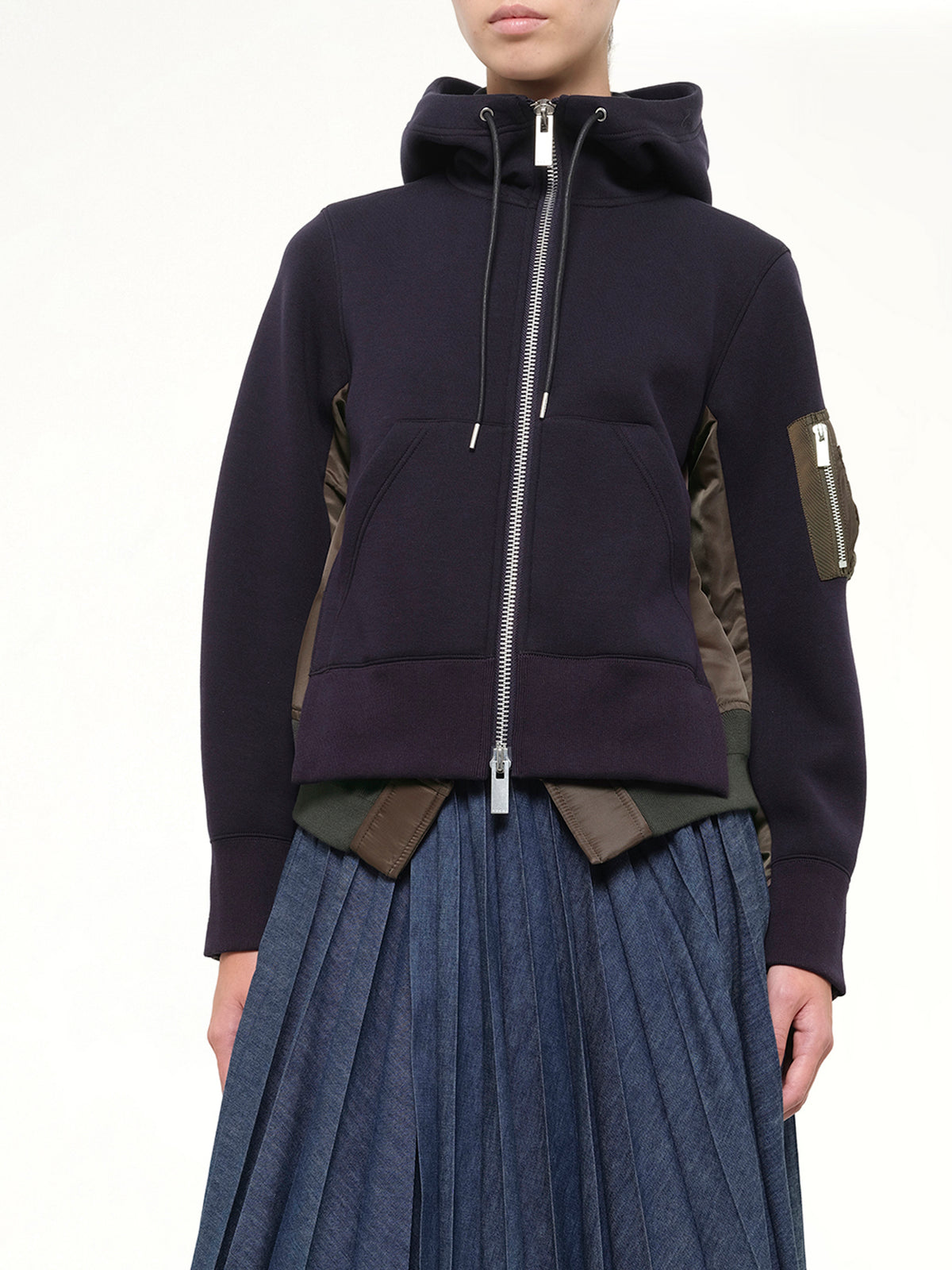 Runway Sponge Sweat Hoodie in Navy/Dark Khaki