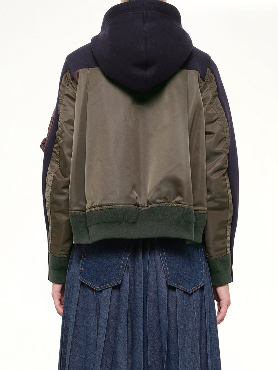 Runway Sponge Sweat Hoodie in Navy/Dark Khaki