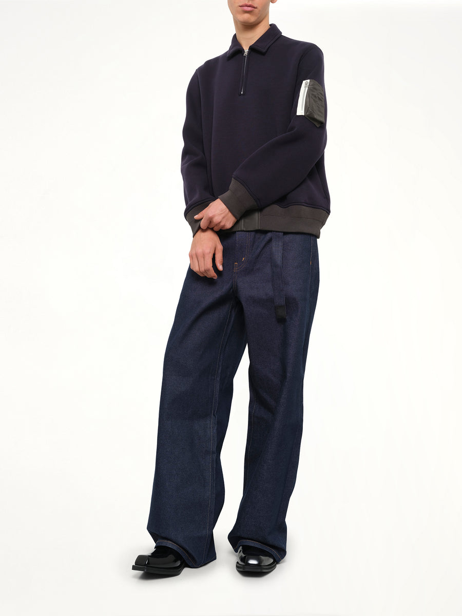 Sponge Sweat Polo Shirt in Navy/Dark Khaki