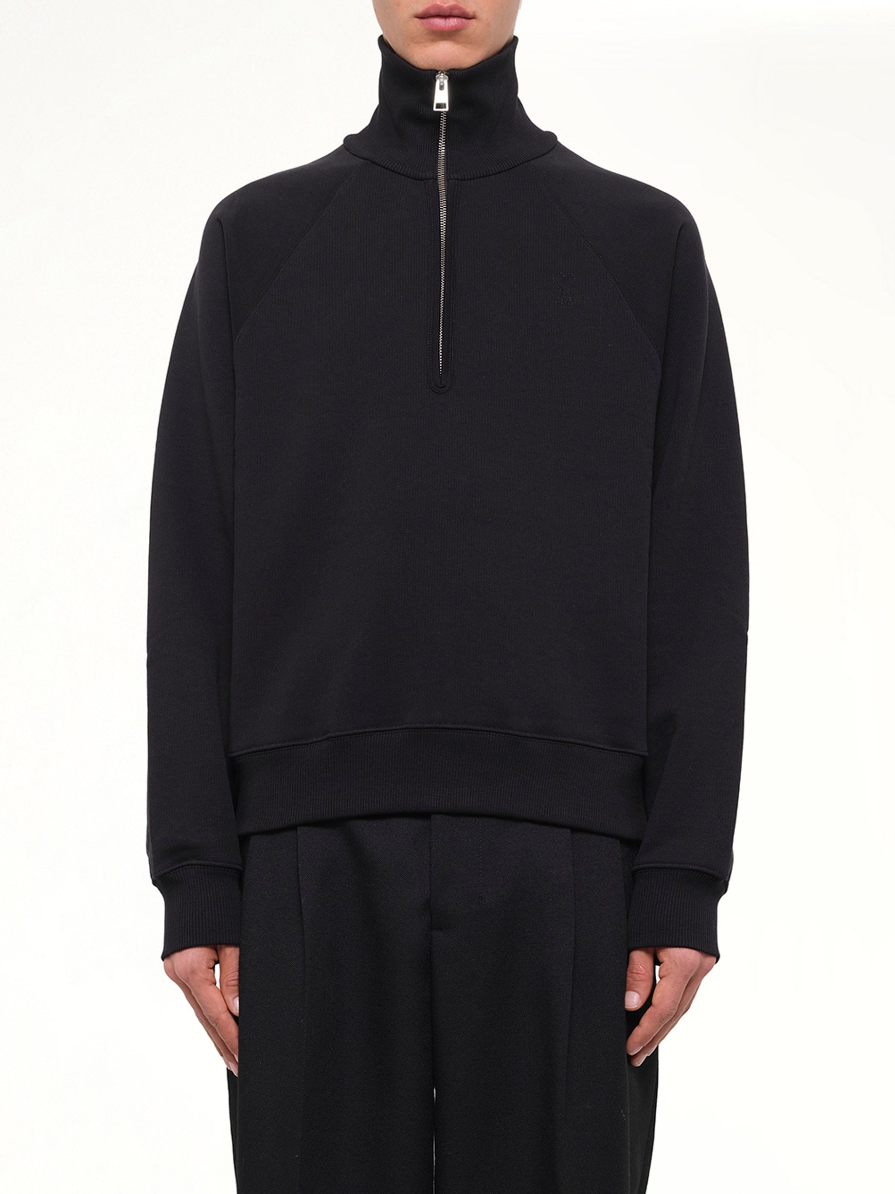 Embossed Ami De Coeur Zipped Sweatshirt  in Black
