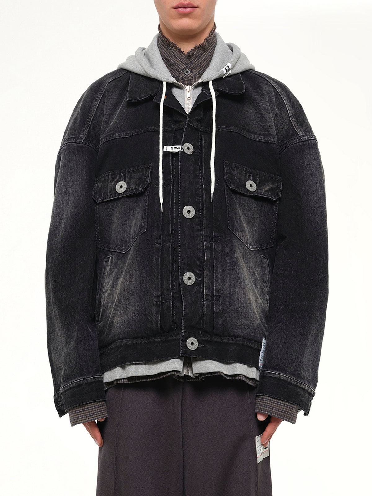 Triple Layered Denim Jacket in Black