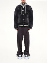 Triple Layered Denim Jacket in Black