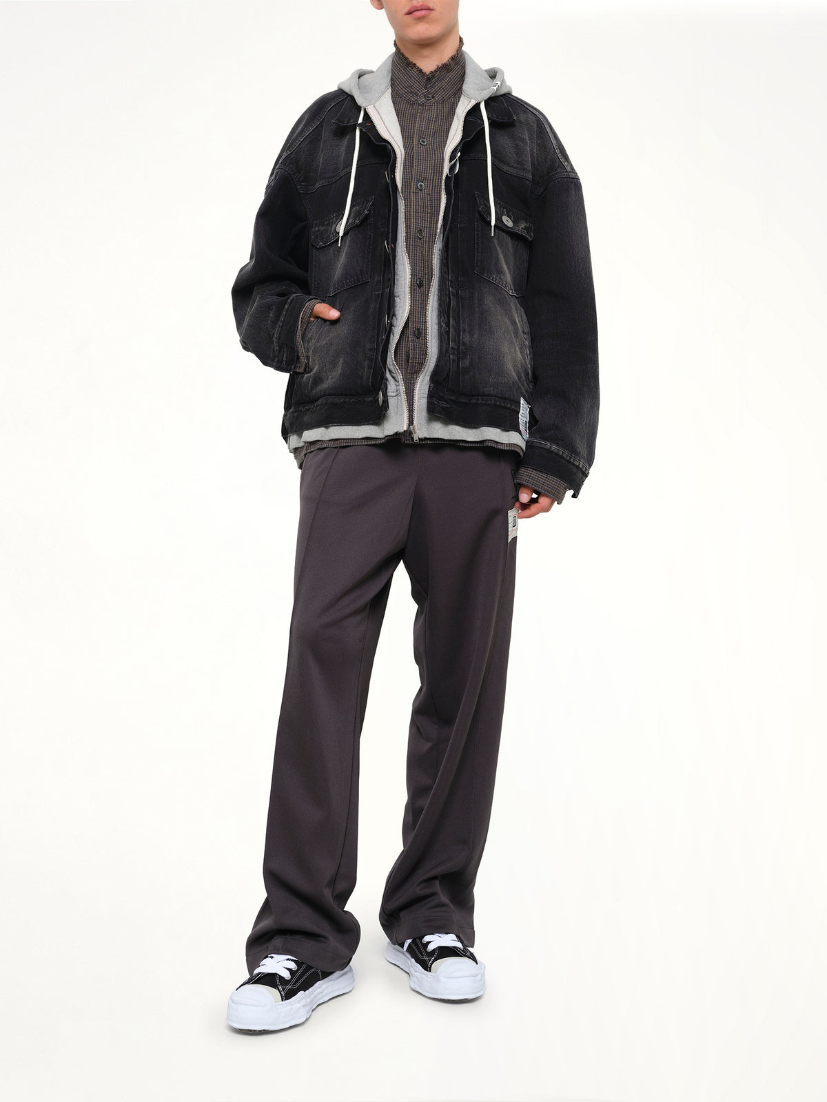 Triple Layered Denim Jacket in Black