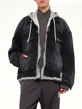 Triple Layered Denim Jacket in Black
