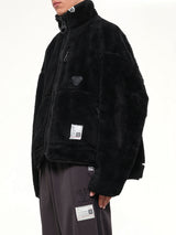 Wide Back Boa Blouson in Black