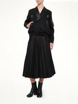 Wool Flannel x Nylon Twill Jacket in Black