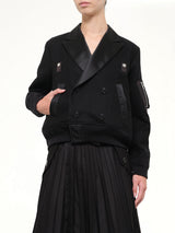 Wool Flannel x Nylon Twill Jacket in Black