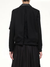 Wool Flannel x Nylon Twill Jacket in Black