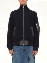 Wool Knit Blouson in Navy/Dark Khaki