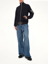 Wool Knit Blouson in Navy/Dark Khaki