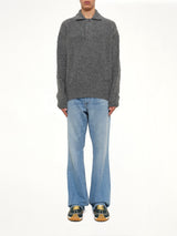 Ami Polo Sweater in Charcoal Grey
