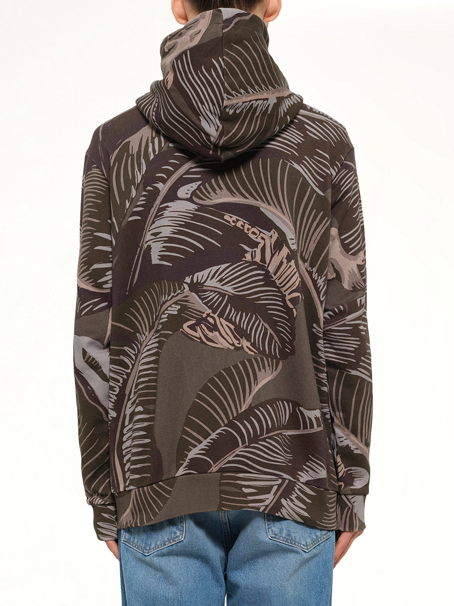 Banana Leaves Zip Hoodie in Multicolor