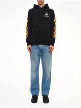 Printed Palms and Flames Hoodie in Black