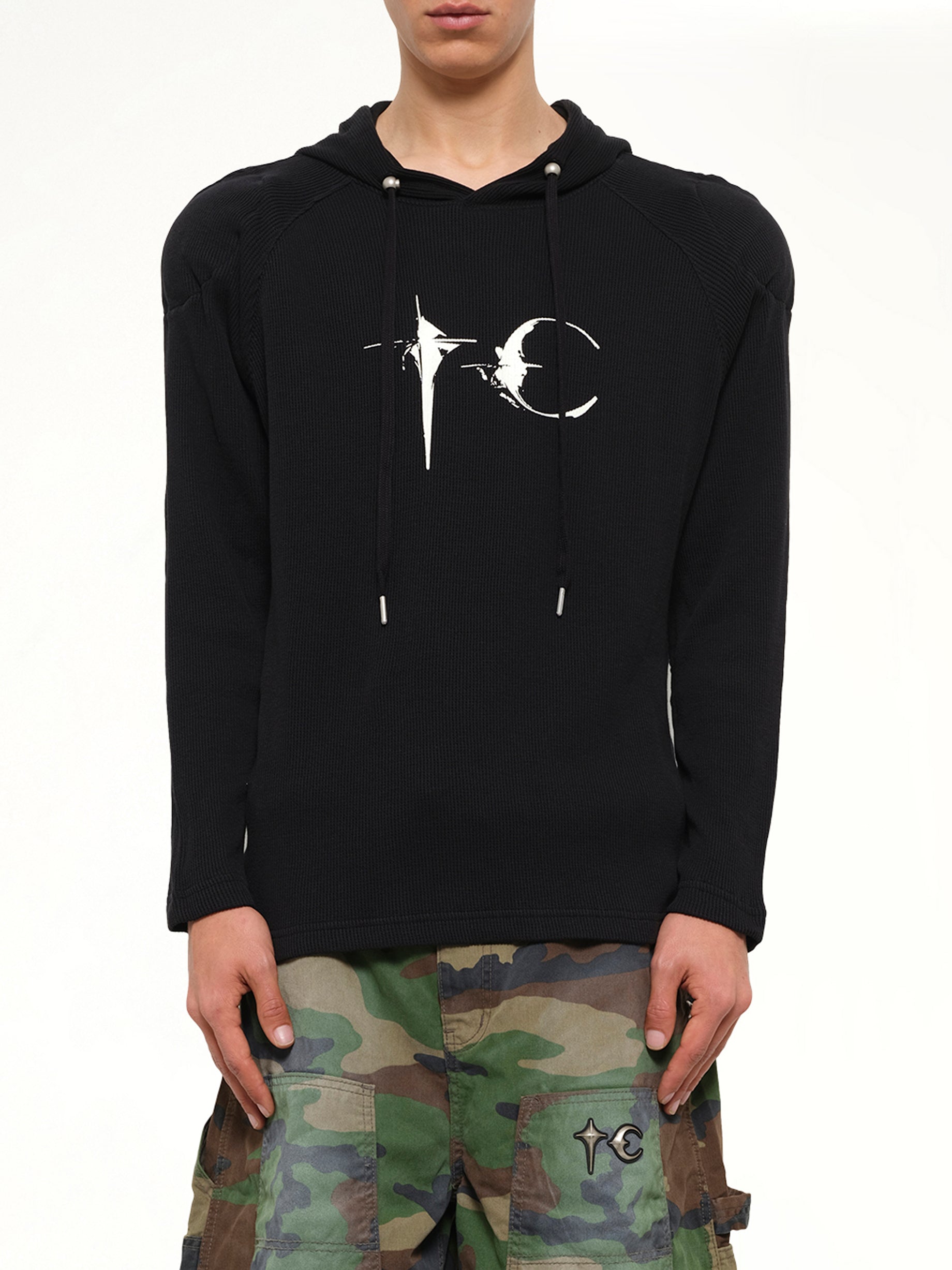 Bulk Shoulder Glow In The Dark Hoodie in Black