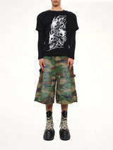 Bulk Shoulder Three Riding Skull Layered T-Shirt in Black
