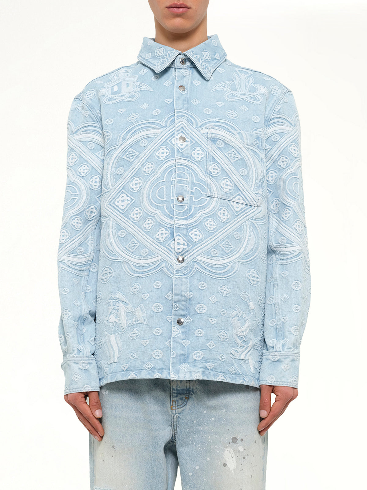 Carpet Jacquard Denim Shirt in Blue