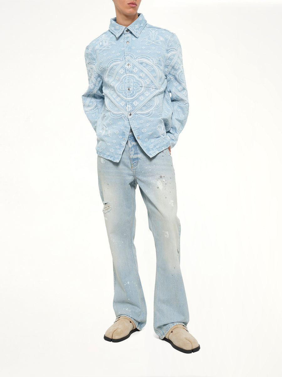 Carpet Jacquard Denim Shirt in Blue